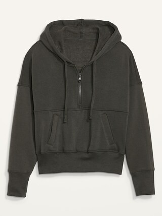Loose Cropped Quarter-Zip Hoodie for Women | Old Navy (US)