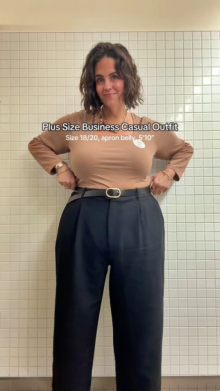 I’m plus size with an apron belly and had Jury Duty, and this is what I wore. I wanted to wear a business casual outfit because you never know who you may meet. I’m in an Old Navy long sleeve t-shirt, the Taylor extra high waisted wide leg trouser pants and of course carrying my Longchamp with all of my essentials. #plussizestyle #businesscasualoutfits #plussizebusinesscasual #workwear #plussizetiktok Navy