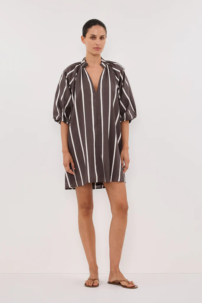 ELLIOT BITTER CHOC STRIPE SMOCK DRESS | DISSH