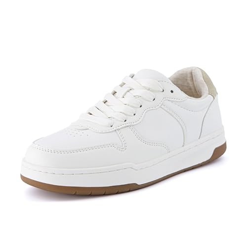 CUSHIONAIRE Women's Serve lace up Sneaker +Comfort Foam, Wide Widths Available, White 8.5 | Amazon (US)