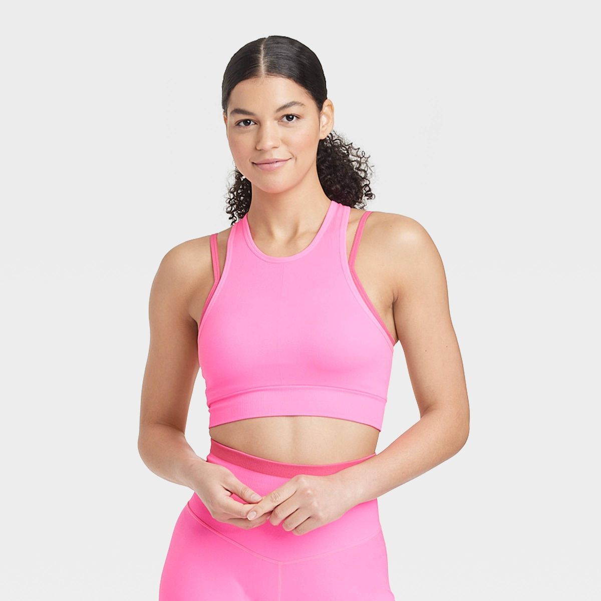 Women's Seamless Double Layer High Neck Bra - JoyLab™ Pink S | Target