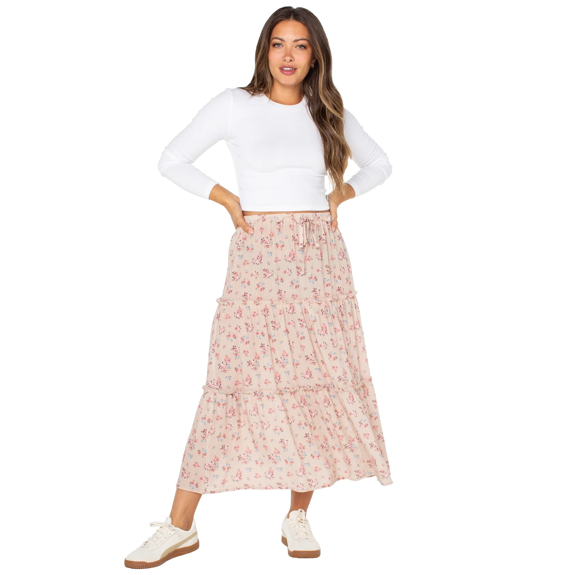 Celebrity Pink Juniors Tiered Maxi Skirt | Walmart (US)