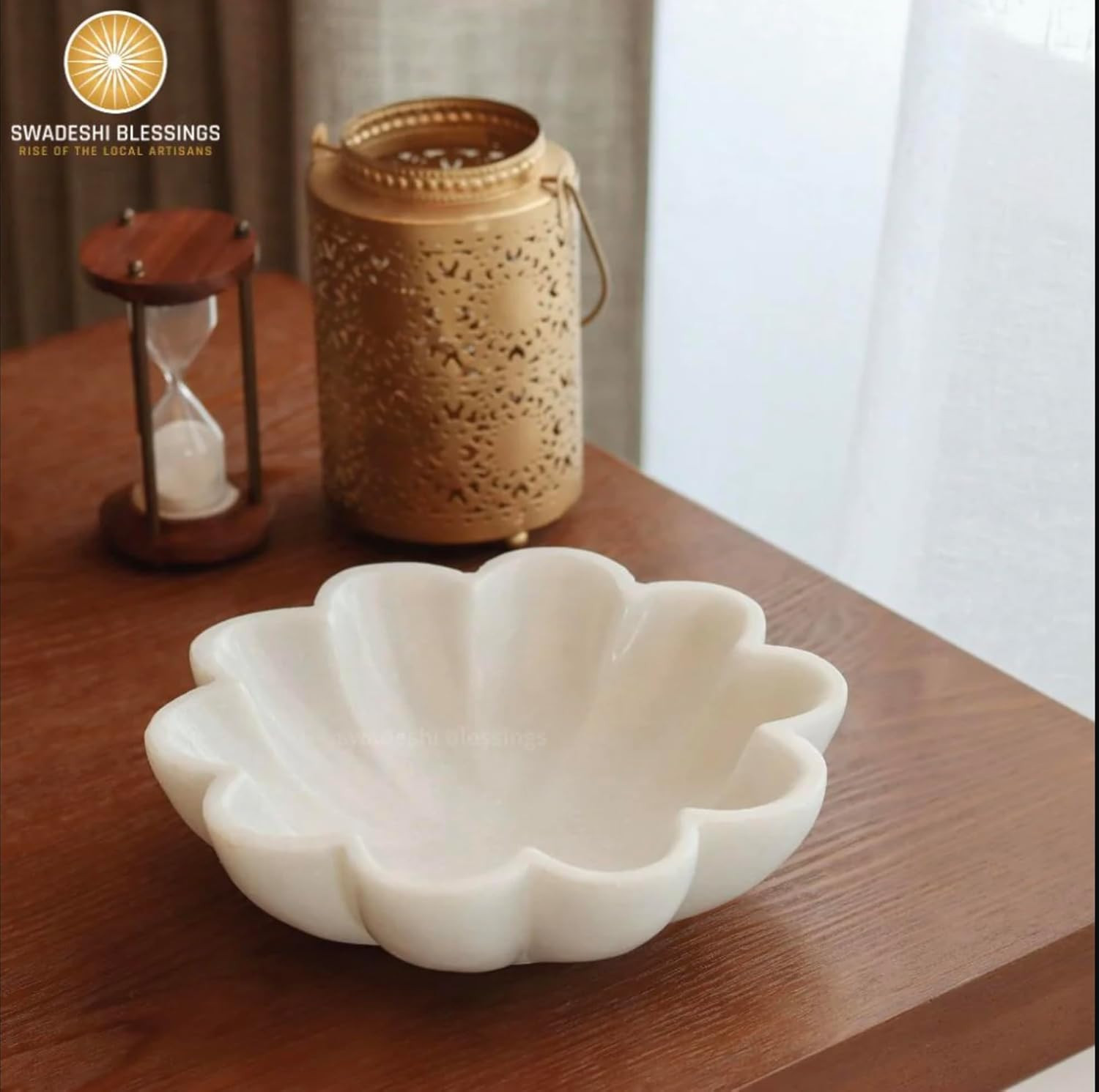 Amazon.com: SWADESHI BLESSINGS HandCrafted Marble Decorative Bowl | White Ruffle Scalloped Fluted... | Amazon (US)