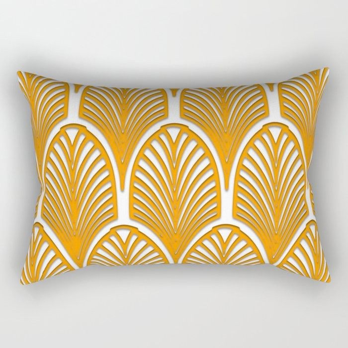 Orange,white,art deco, vintage,fan pattern, art nouveau, vintage, Rectangular Pillow by Nouveau D... | Society6