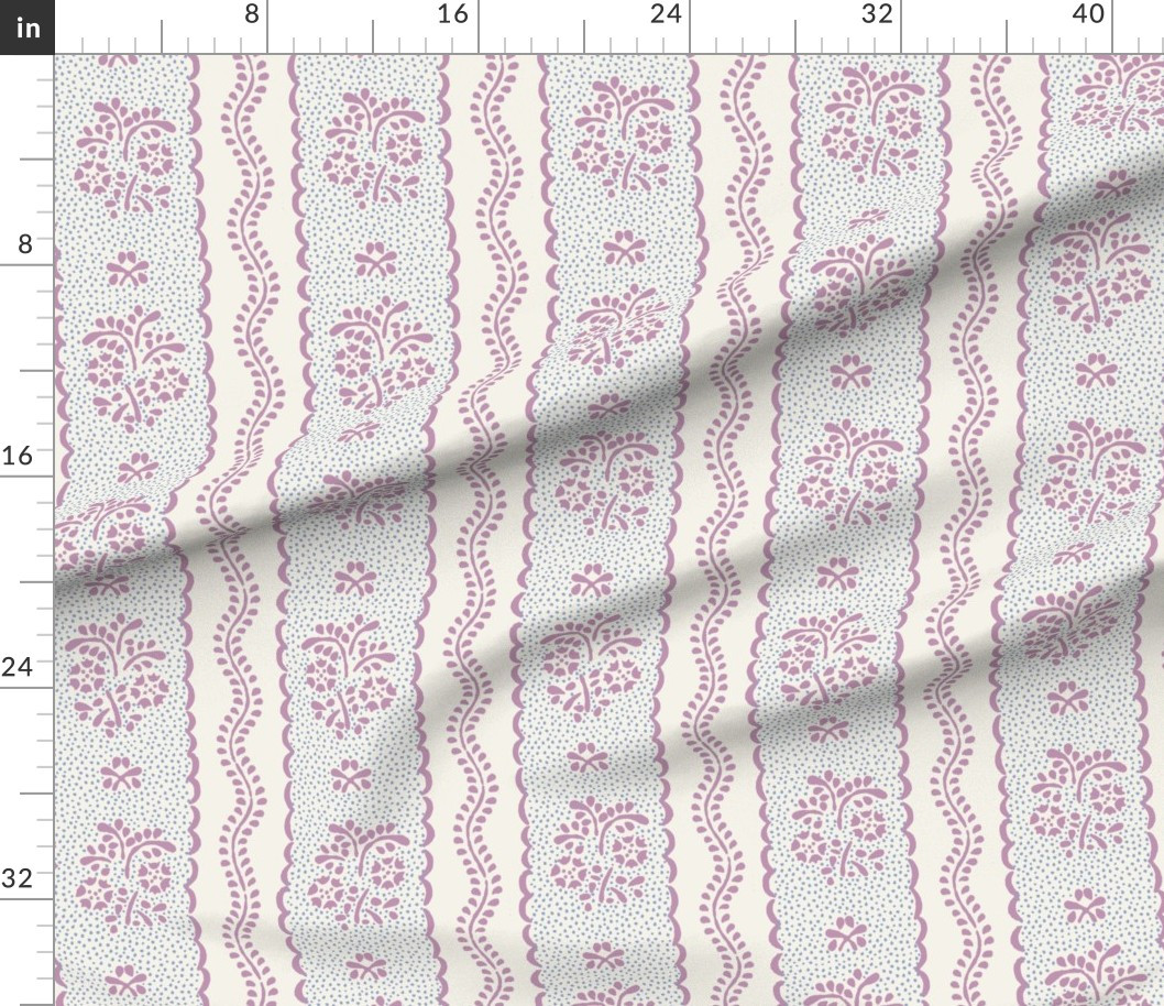 Hayley Stripe Victorian Purple on Swiss Coffee Fabric | Spoonflower | Spoonflower