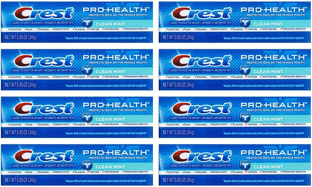 Crest Pro-Health, Clean Mint Toothpaste, Travel Size 0.85 oz (24g) - Pack of 8 | Amazon (US)