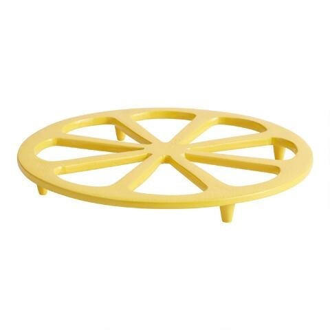 Yellow Lemon Slice Enamel Cast Iron Trivet | World Market