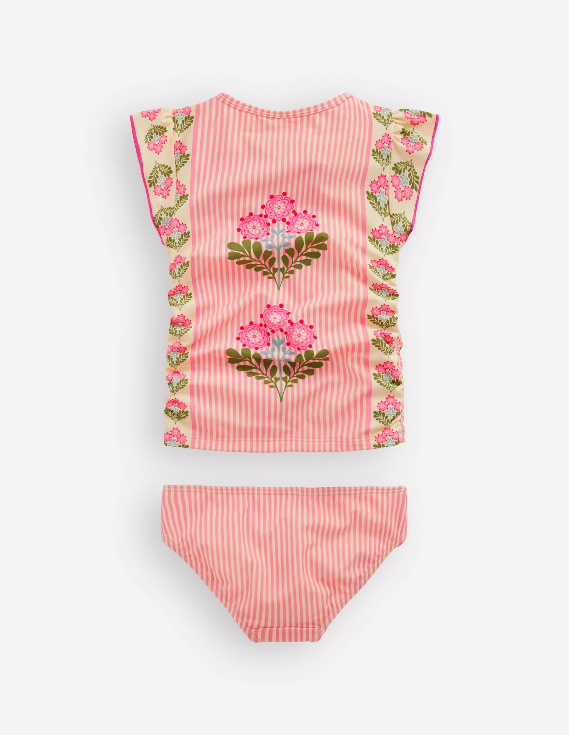 Ruched Tankini Set-Strawberry Pink Woodblock | Boden (US)