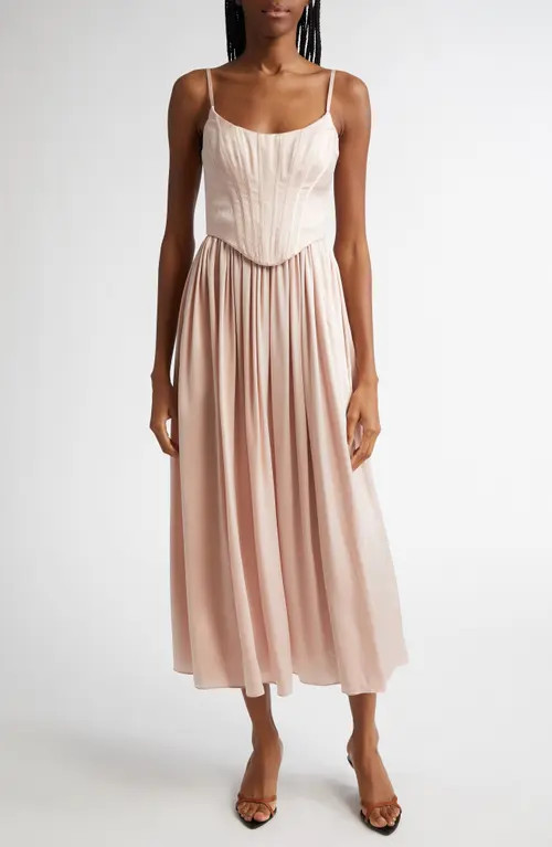 Zimmermann Silk Corset Midi Dress in Petal at Nordstrom, Size 1 | Nordstrom
