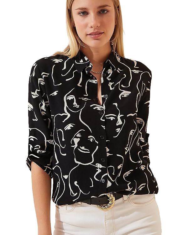 Blouses for Women Fashion, Casual Long Sleeve Button Down Shirts Tops, XS-3XL at Amazon Women’s... | Amazon (US)