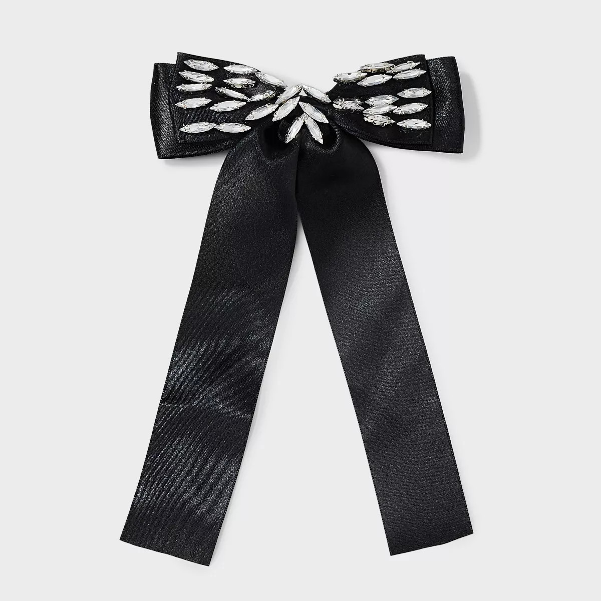 Satin Gemstone Bow Hair Barrette - A New Day™ Black | Target