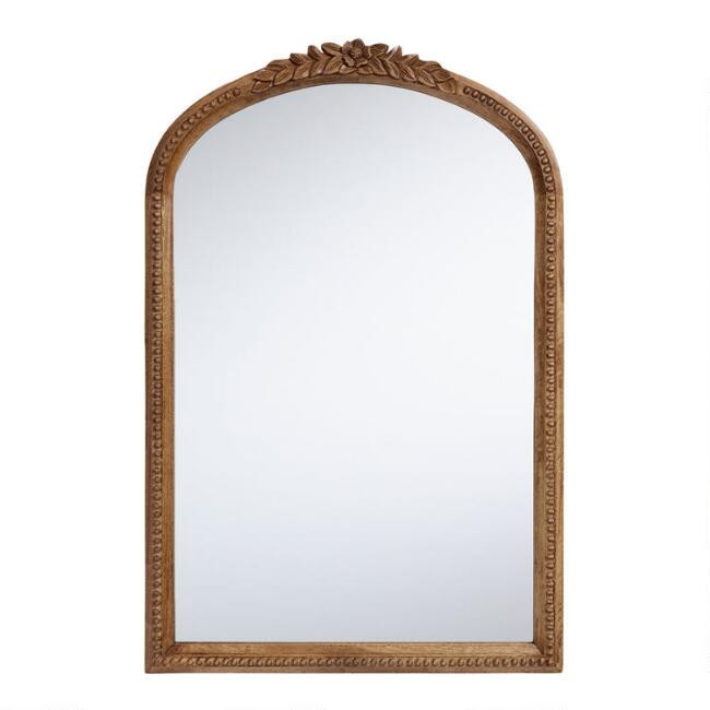 Mango Wood Carved Floral Vanity Mirror | World Market