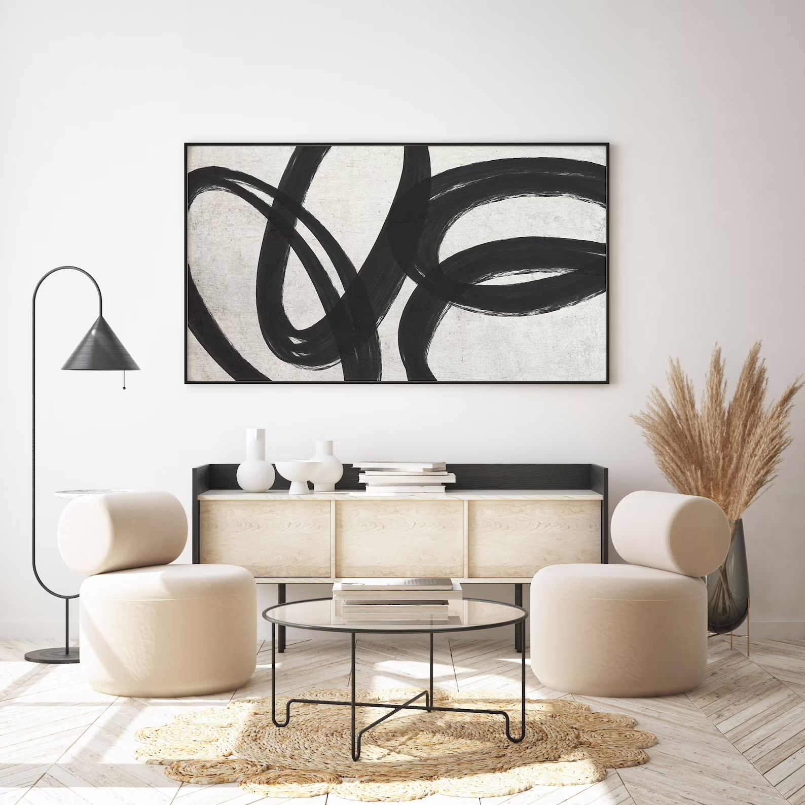 Modern Black Line Abstract Samsung Frame TV Art, Digital Download | Etsy (US)