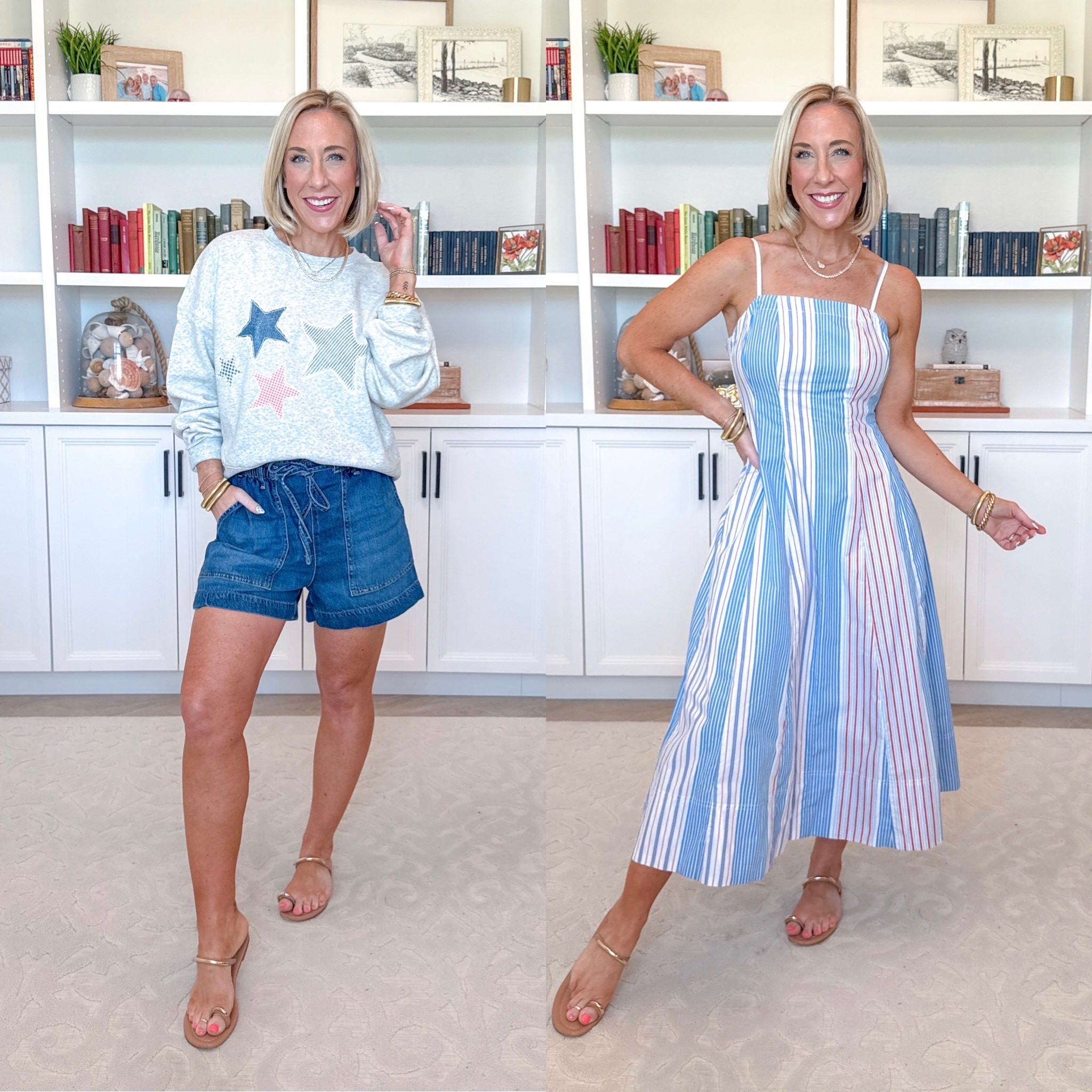 Walmart - red, white & blue finds * Drapey Utility Shorts, 4" Inseam - size XS. $22.98. 4 colors. Boxy Graphic Sweatshirt - size Medium. $14.98. 2 colors. Sleeveless Cotton Panel Midi Dress - size XS. $36. 

 

#LTKSeasonal #LTKOver40