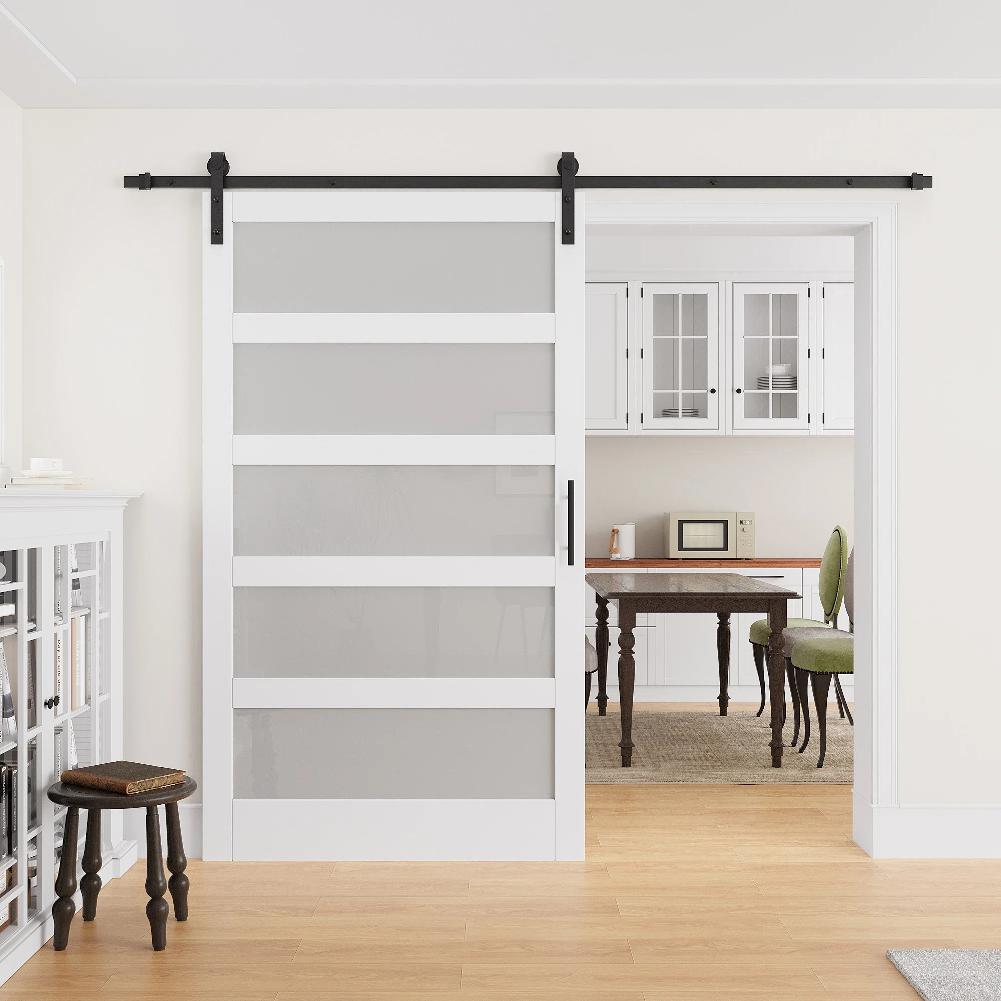 84"H Wood Glass Sliding Barn Door with Finished Surface, Ready to Use All Installation Hardware K... | Wayfair North America