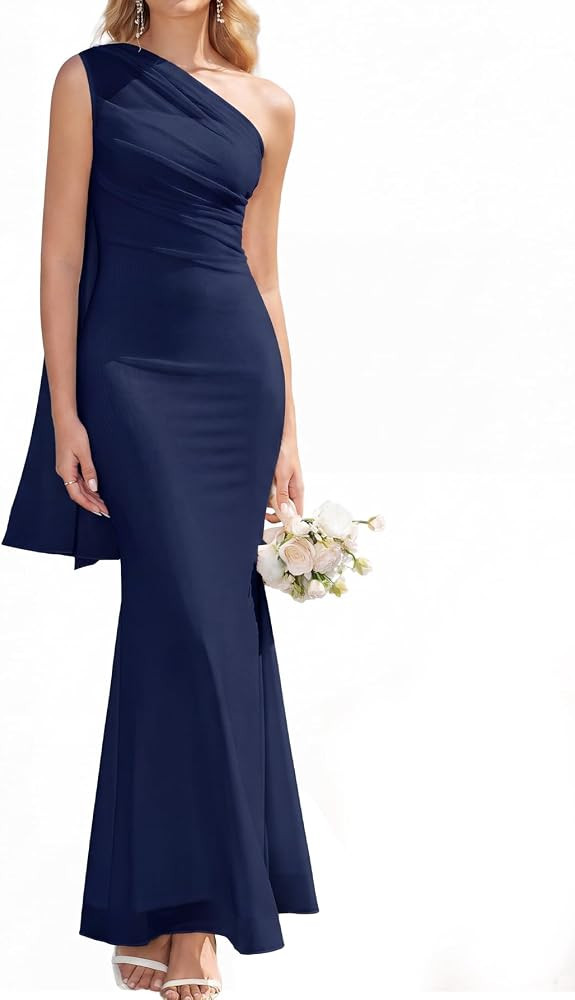 HTZMO One Shoulder Formal Wedding Guest Fall Long Dresses for Women | Amazon (US)