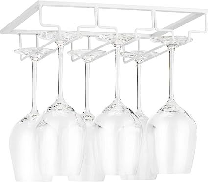 Wine Glass Rack - Under Cabinet Stemware Wine Glass Holder Glasses Storage Hanger Metal Organizer... | Amazon (US)