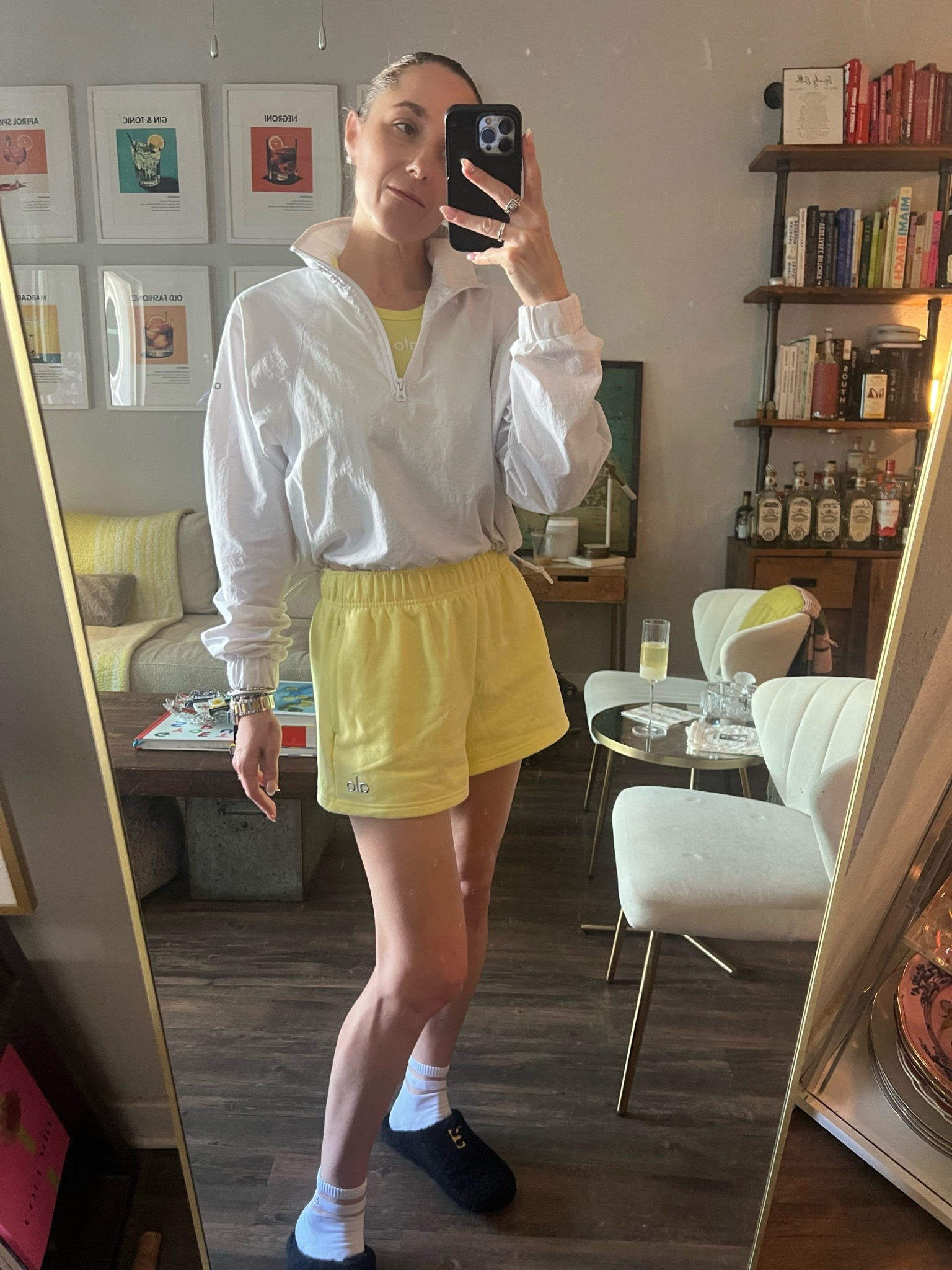 Also tank, shorts, half zip and socks - wearing xs. My Givenchy slippers are sold out but I linked some similar ones.

#LTKPetite #LTKActive