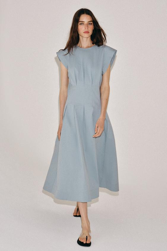 ZW COLLECTION PLEATED POPLIN DRESS | Zara US