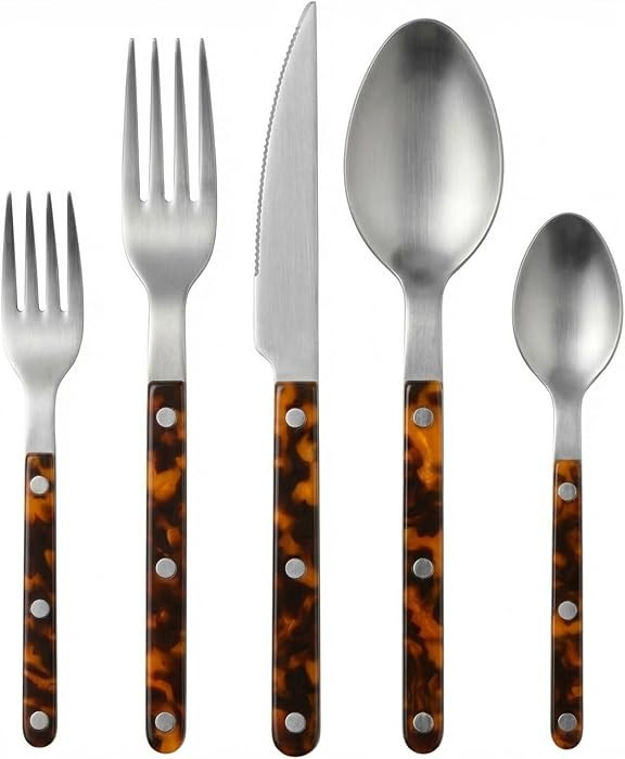 20-Piece Premium Cutlery ABS Handle, Stainless Steel Flatware Set Tortoise | Amazon (US)