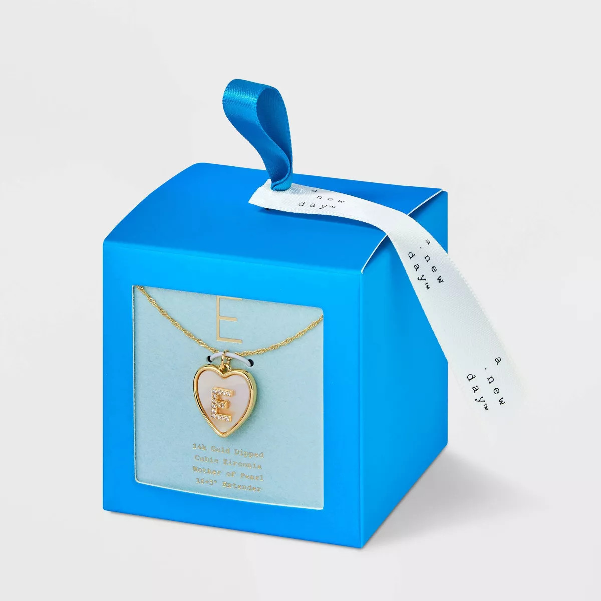 14K Gold Dipped Mother of Pearl Heart Initial Pendant Necklace - A New Day™ Gold | Target