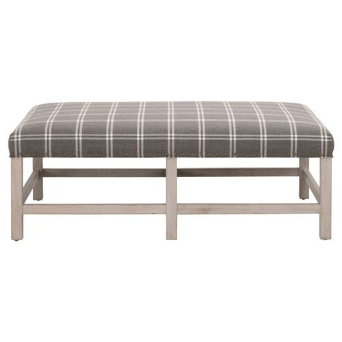 Adzo French Country Grey Plaid Performance Birch Wood Rectangular Coffee Table | Kathy Kuo Home