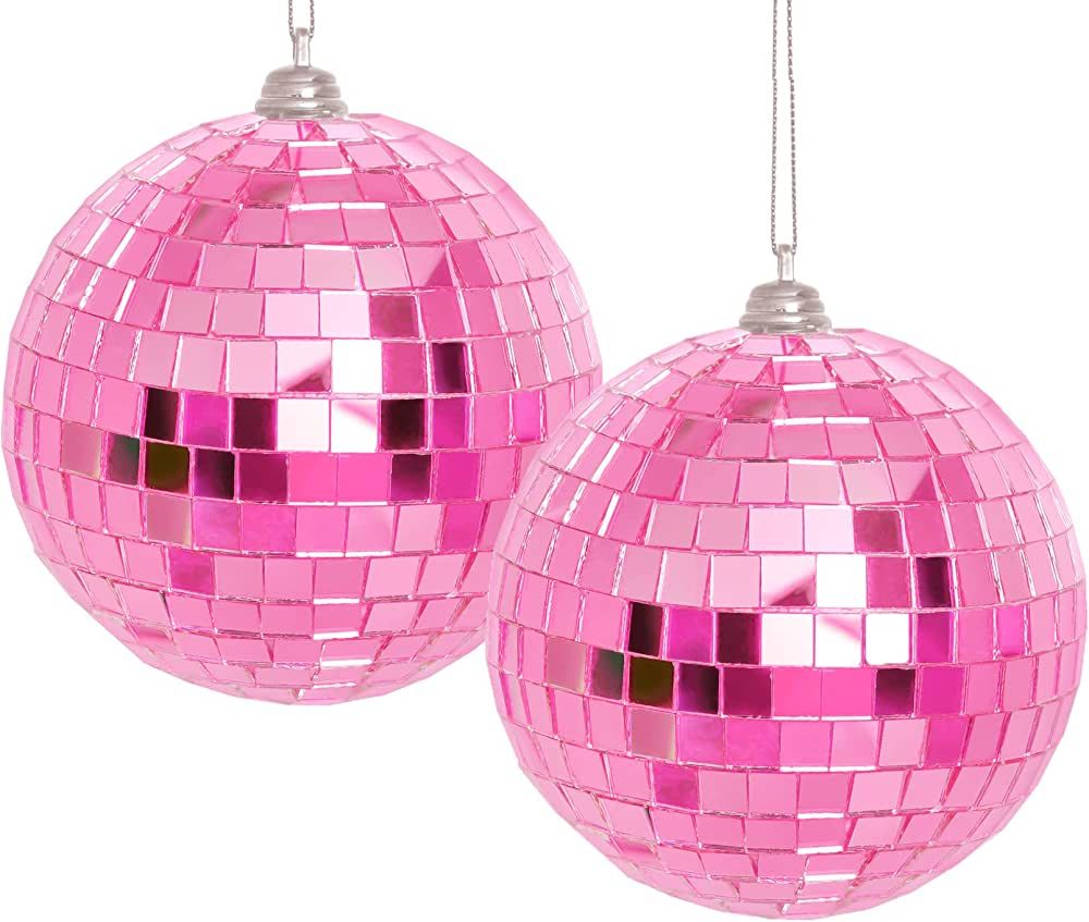 2 Pieces Disco Mirror Balls Hanging Ball for 50s 60s 70s Disco DJ Light Effect Party Home Decorat... | Amazon (US)