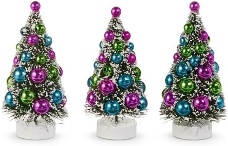 RAZ Imports Box of Bottle Brush Trees with Ornaments, 3.75-Inch, Set of 3 | Amazon (US)