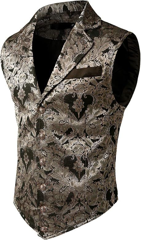 VATPAVE Mens Victorian Suit Vest Steampunk Gothic Waistcoat | Amazon (US)