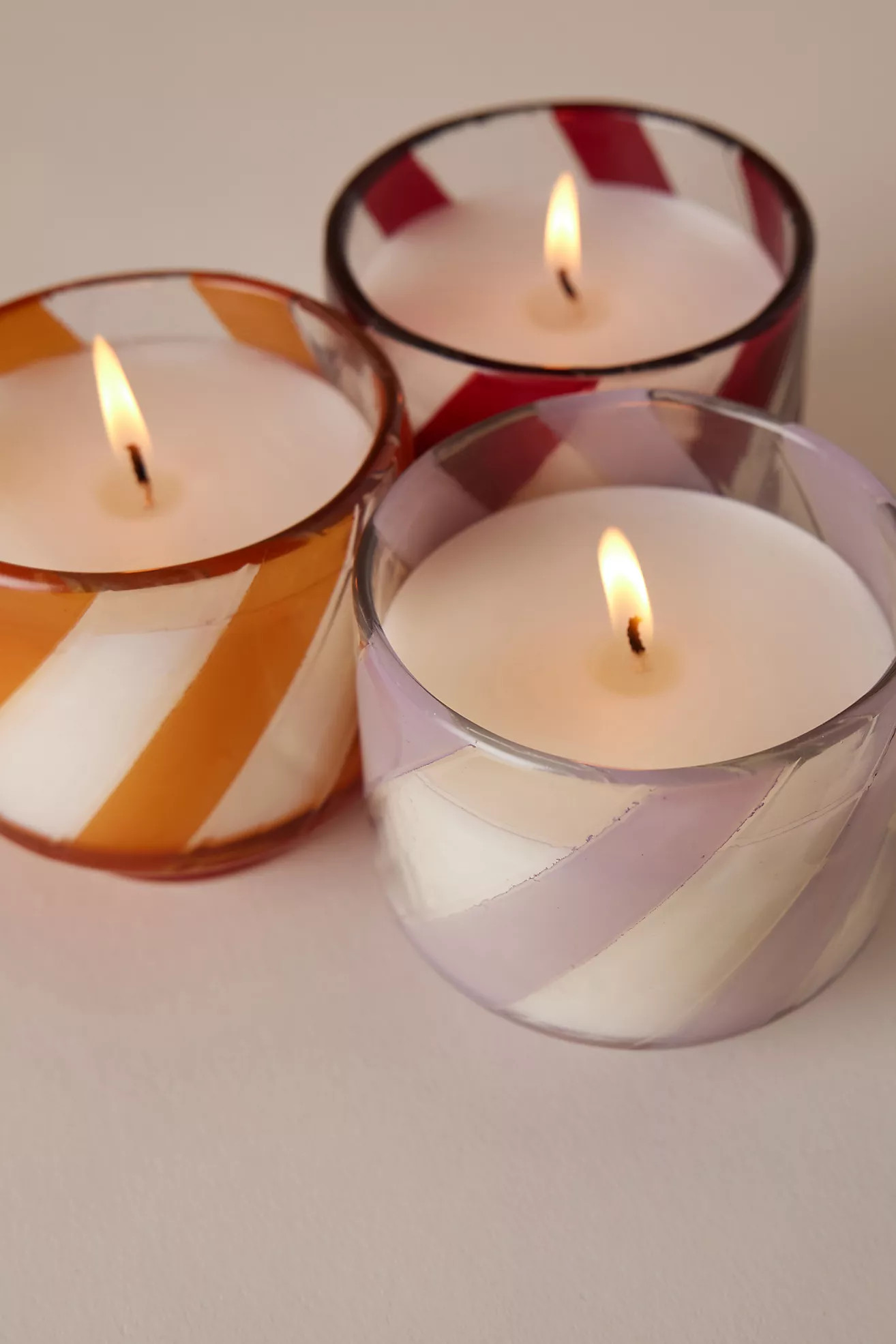 Round Stripe Glass Candle | Anthropologie (UK)