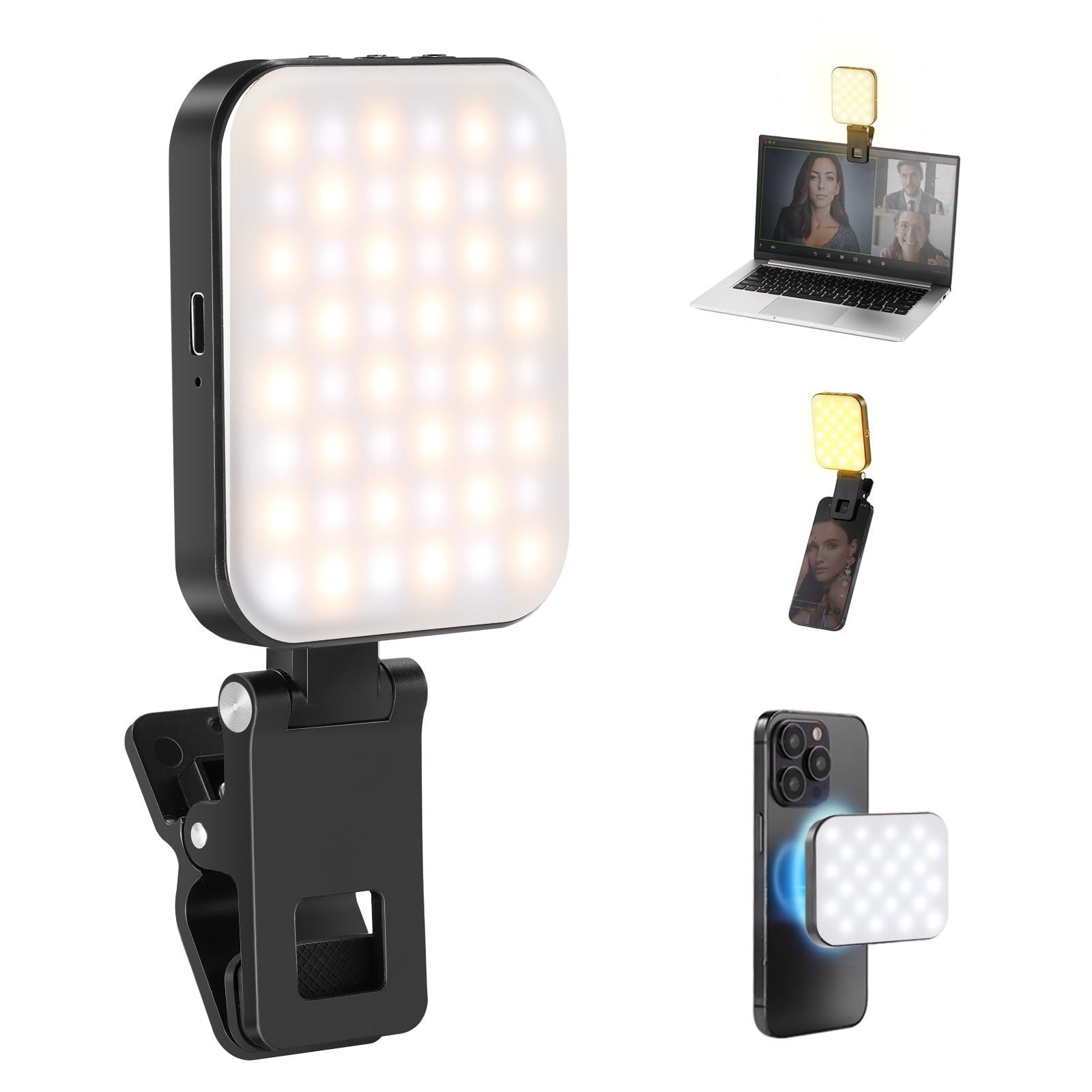 NEEWER BASICS Magnetic Selfie Light Compatible with MagSafe iPhone 16 15 Pro Max, Clip on Video C... | Amazon (US)