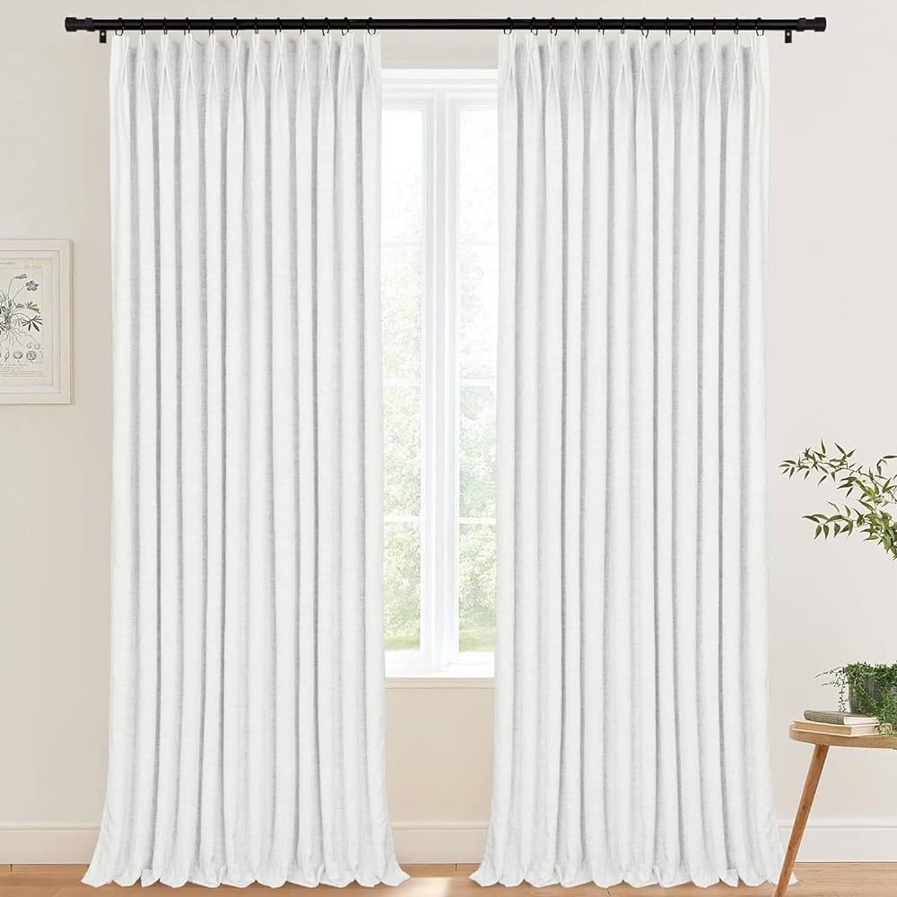 HOMERILLA Pinch Pleated Curtains 96 Inches Long,Linen Blackout Curtains with Blackout Lining Drap... | Amazon (US)