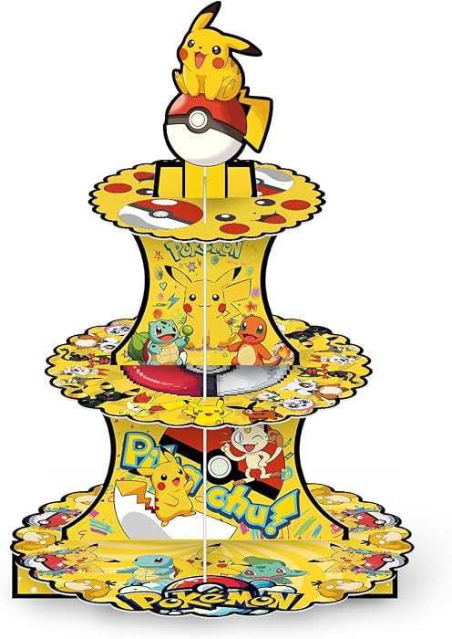 For Pokemon Themed Party Supplies and Decorations, a Three-Tiered Cupcake Stand, a Display Stand ... | Amazon (US)