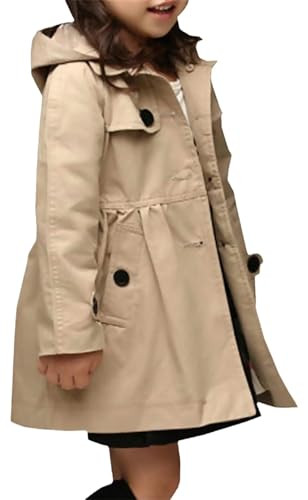 Betusline Girl's Single Breasted Trench Coat Hooded Dress Coat Outerwear | Amazon (US)