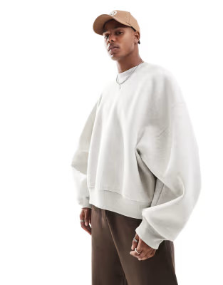 ASOS DESIGN heavyweight extreme oversized scuba sweatshirt in grey marl | ASOS (Global)