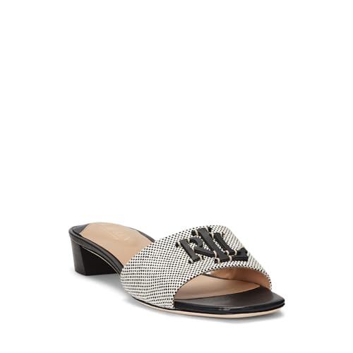 Lauren Ralph Lauren Fay Canvas & Leather Sandal Black 10 B (M) | Amazon (US)