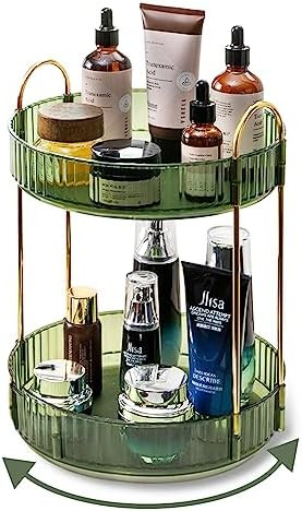 360 Rotating Makeup Organizer for Vanity,2 Tier Large Capacity Skincare Organizers,Bathroom Count... | Amazon (US)