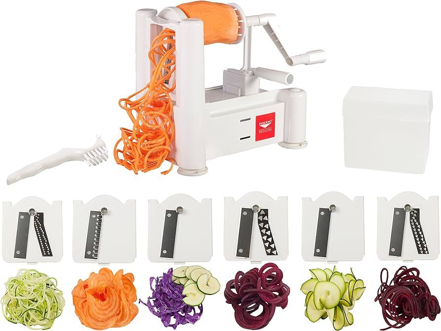 Paderno World Cuisine 6-Blade Vegetable Slicer / Spiralizer, Counter-Mounted and includes 6 Diffe... | Amazon (US)