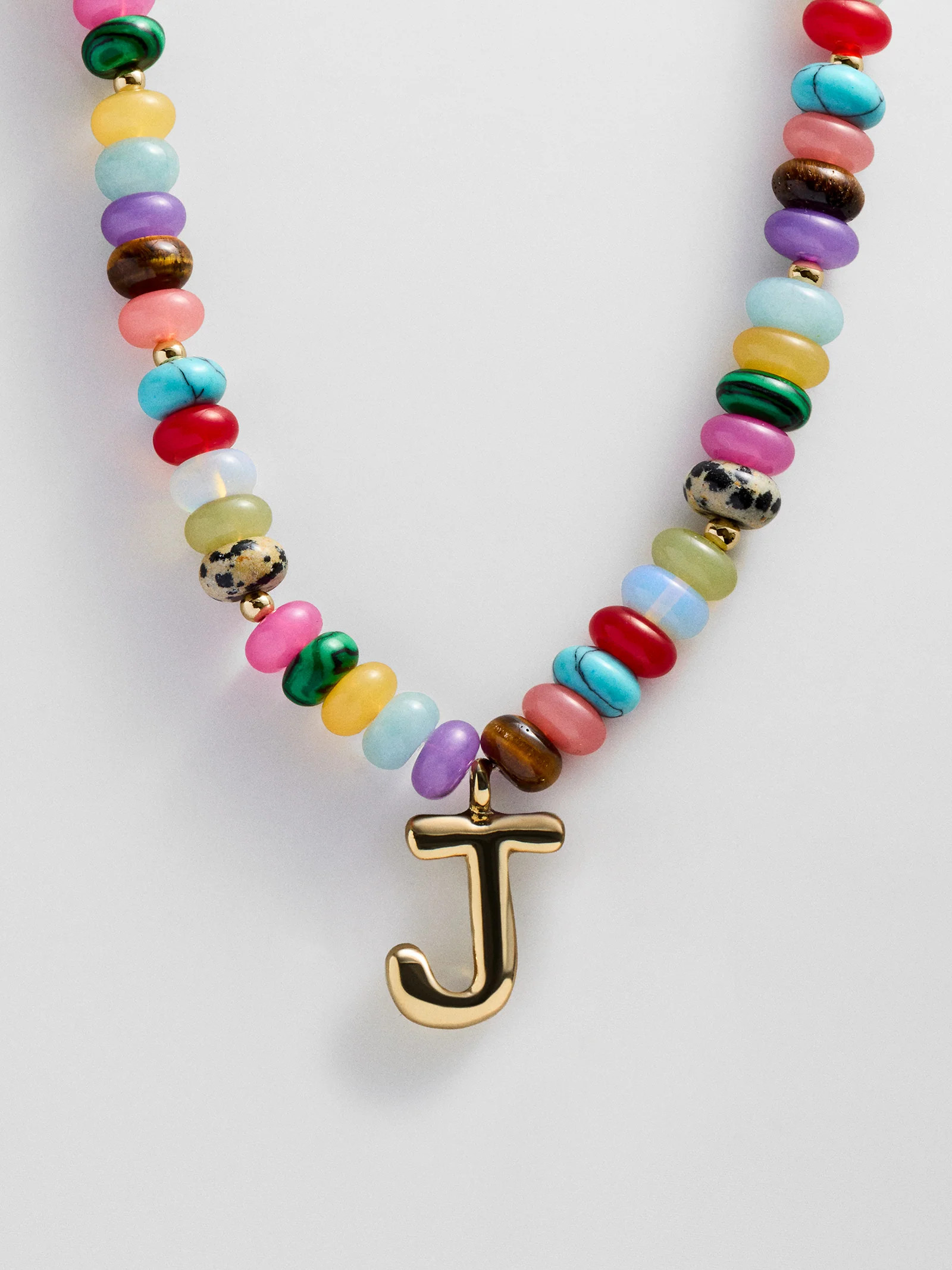 Semi-Precious Bubble Initial Necklace - Multi | BaubleBar