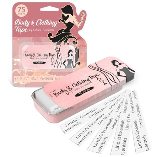 Double Sided Tape for Clothes, Body and Fashion (75 Pack) | Clothing and Hem Tape for Women, No Sew No Iron, Fabric Adhesive, Strong Adhesive for Skin for All Shades and Sensitivity, Includes Tin Box | Amazon (US)