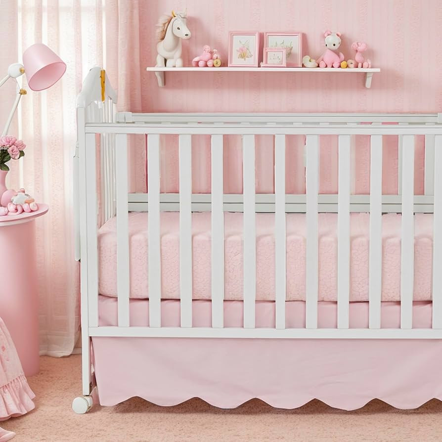 Brandream Scallop Edge Cotton Crib Skirt, Baby Boy, Baby Girl, Gender Neutral Crib Skirt Toddler ... | Amazon (US)