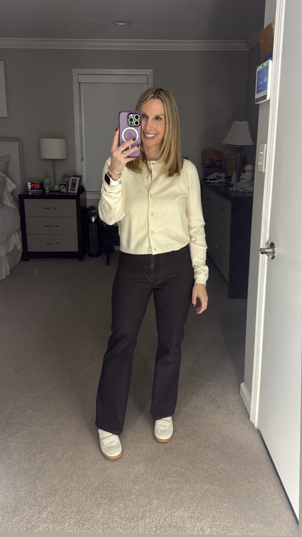 My Thanksgiving outfit - both in promo! 
Wearing small in cardigan and my usual size 26 in the brown coated denim 

#LTKSaleAlert #LTKOver40 #LTKHoliday