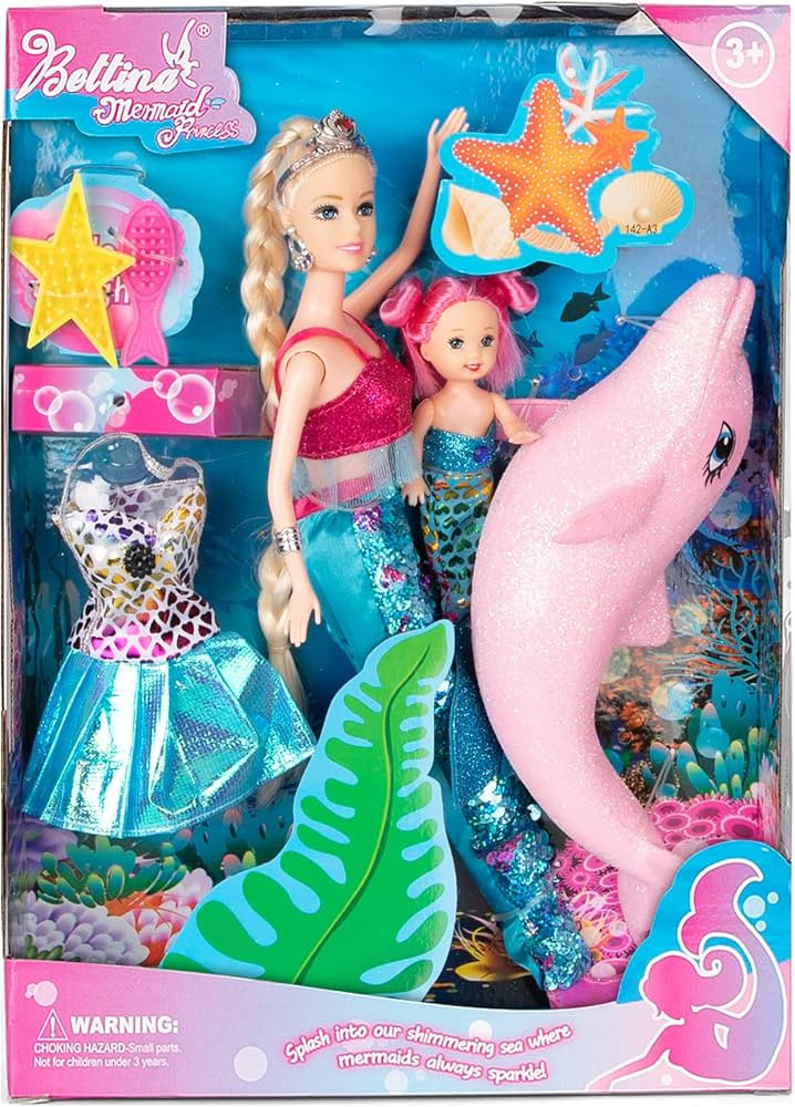 Yellow River 2023 Mermaid Princess Doll Playset, Color Changing Mermaid Tail by Reversing Squins,... | Amazon (US)