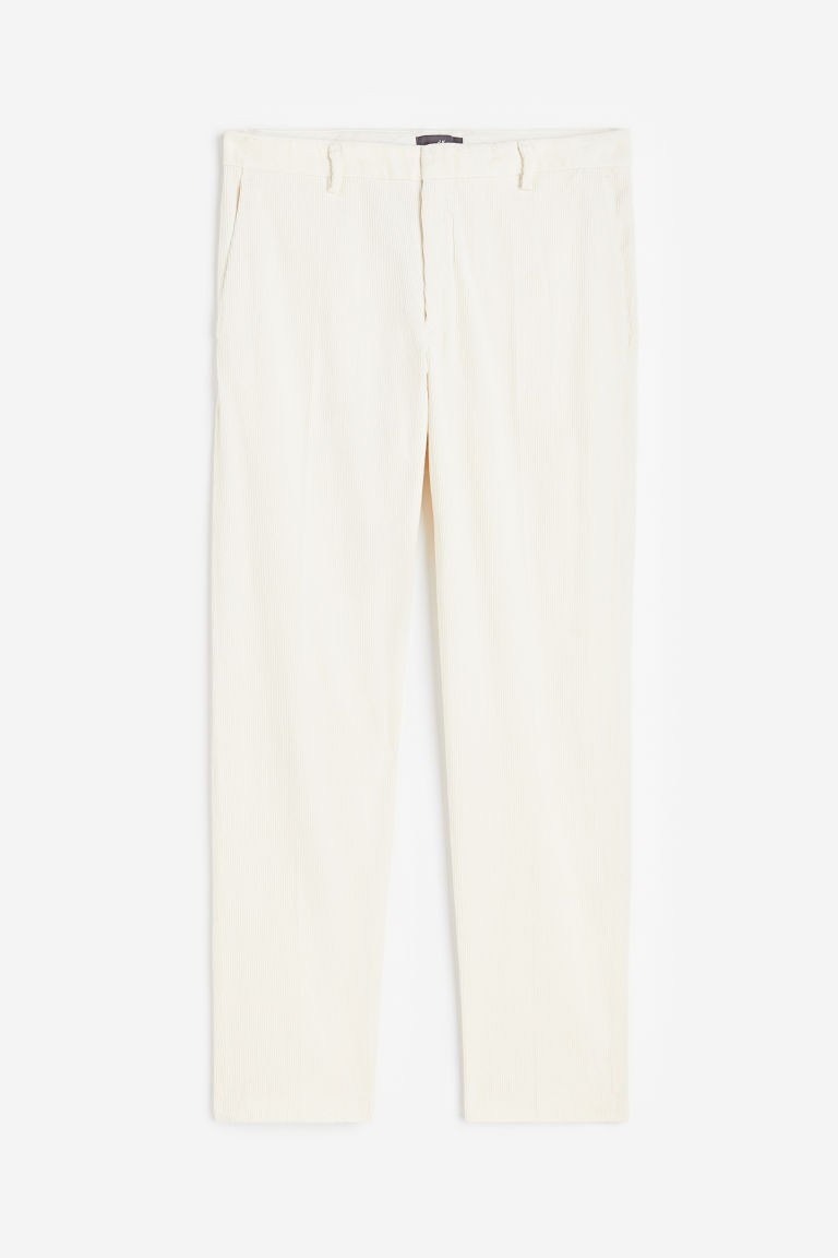 H & M - Slim Fit Corduroy Pants - White | H&M (US + CA)