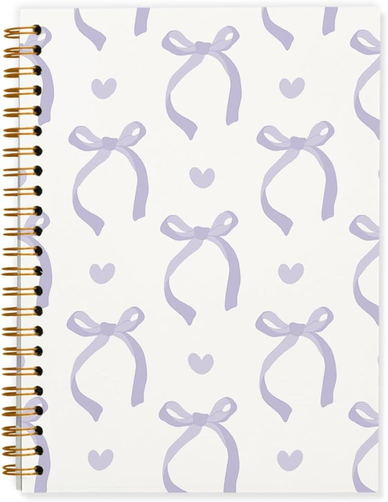 QUICQOD Cute Preppy Purple Bow Notebook Journals Diary,Preppy Cute Purple School Supplies for Tee... | Amazon (US)