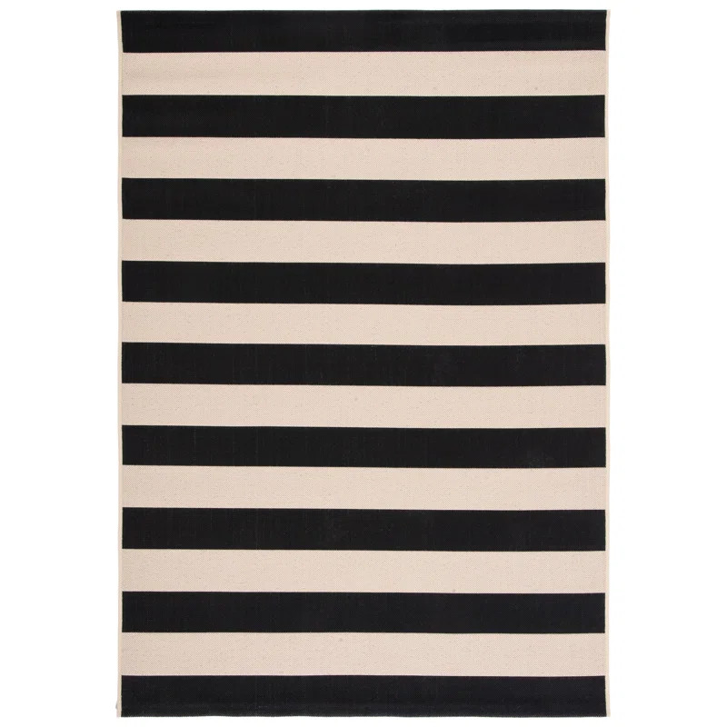 Ledbury Striped Indoor / Outdoor Area Rug in Beige/Black | Wayfair North America