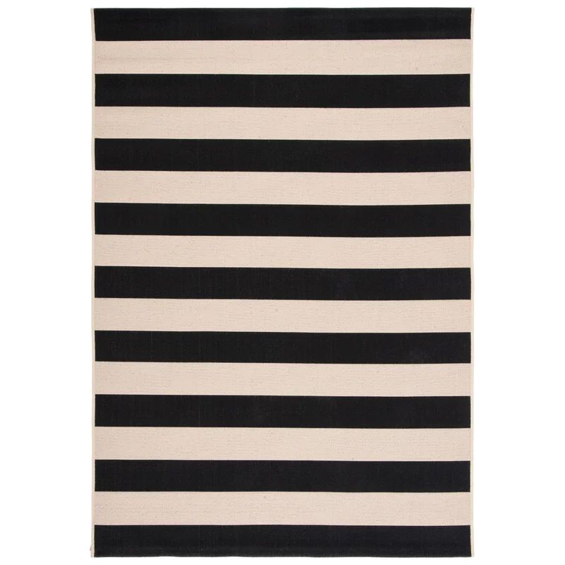 Ledbury Striped Indoor / Outdoor Area Rug in Beige/Black | Wayfair North America