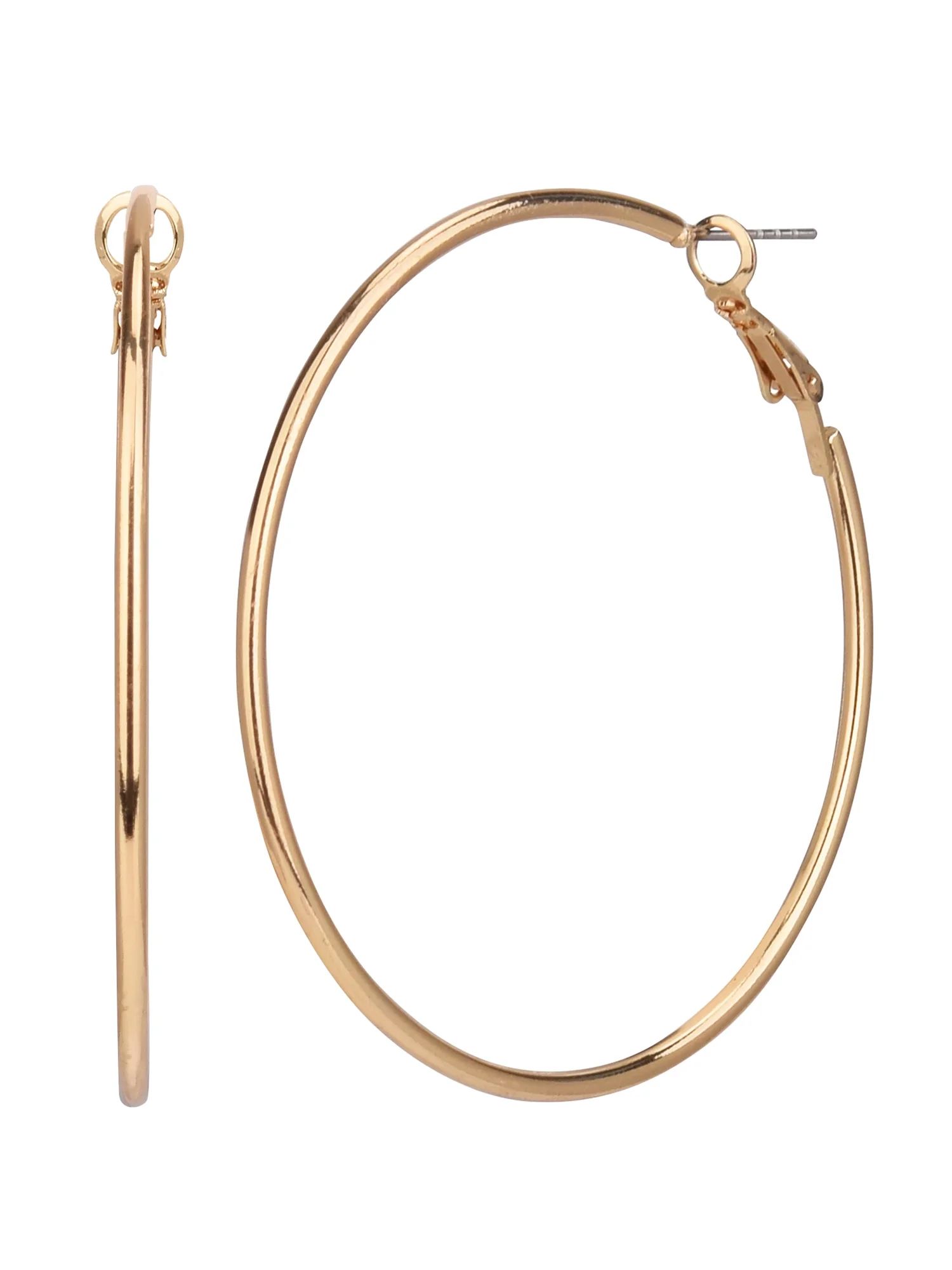 Time and Tru Women's Gold Tone Metal Hoop Earring | Walmart (US)