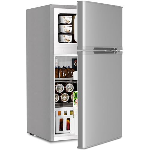 Antarctic Star 3.2 Cu.Ft,Mini Refrigerator with Freezer,Double Door Mini Fridge,Compact Refrigerator,Adjustable Thermostat,Mini Refrigerator for Bedroo/Office/Dorm/Kitchen(GRAY) | Amazon (US)