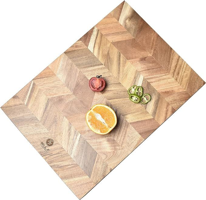 Chopping Board, Acacia Wood Kitchen Cutting Board with End-Grain, Large Wooden Chopping Boards 18... | Amazon (US)